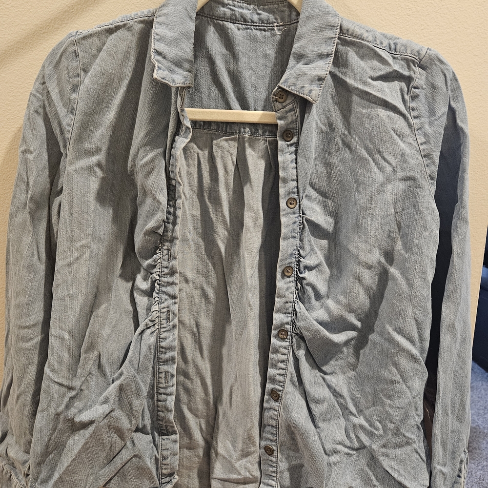 Light Wash Denim Button-Up Shirt